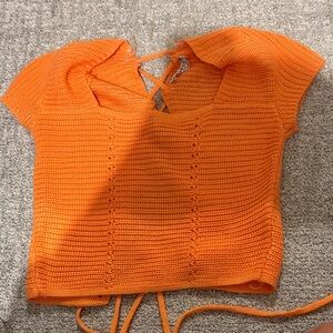 Vibrant Orange Women's Knit Crop Top